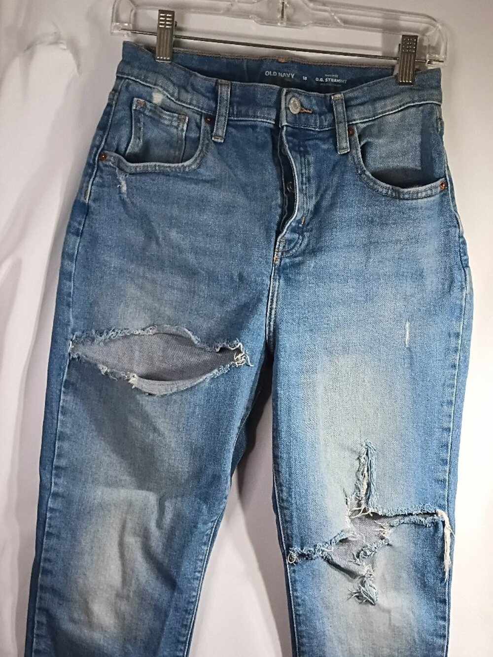 Old Navy O.G. Straight Button Fly Distressed Jeans Child Size 18